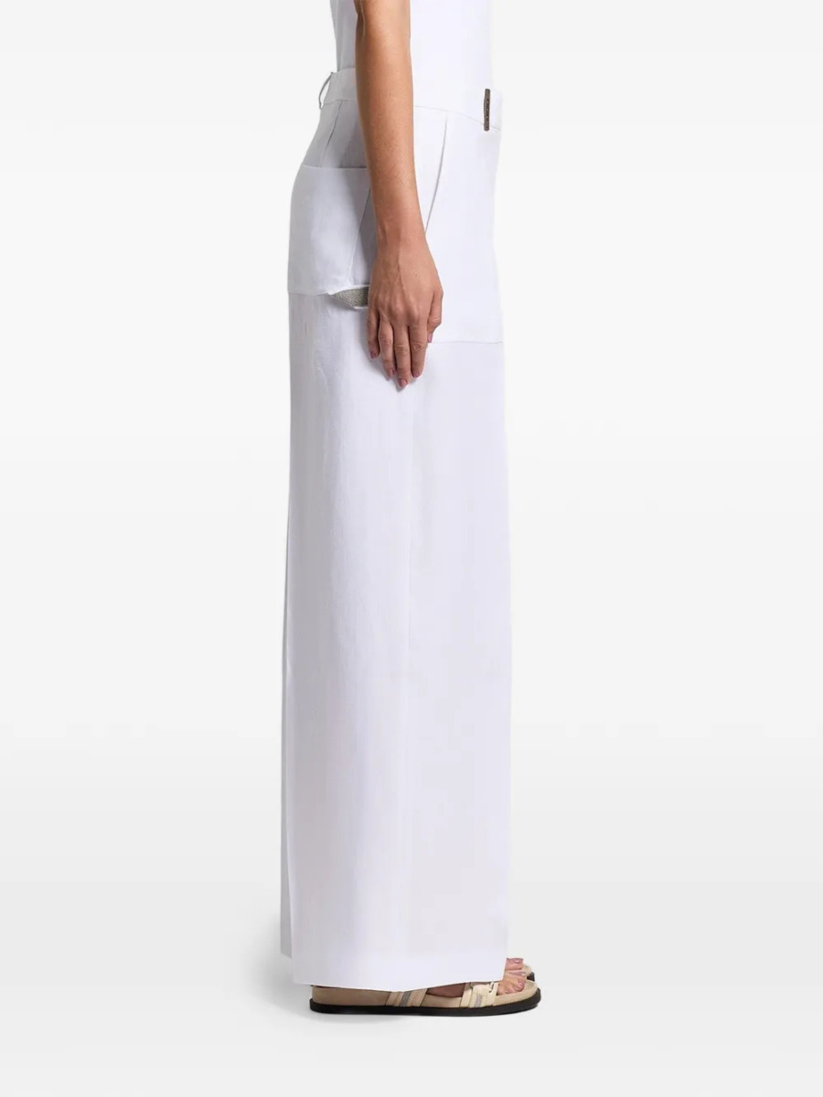 Lanene pantalone sa detaljem na džepu - Slika 3