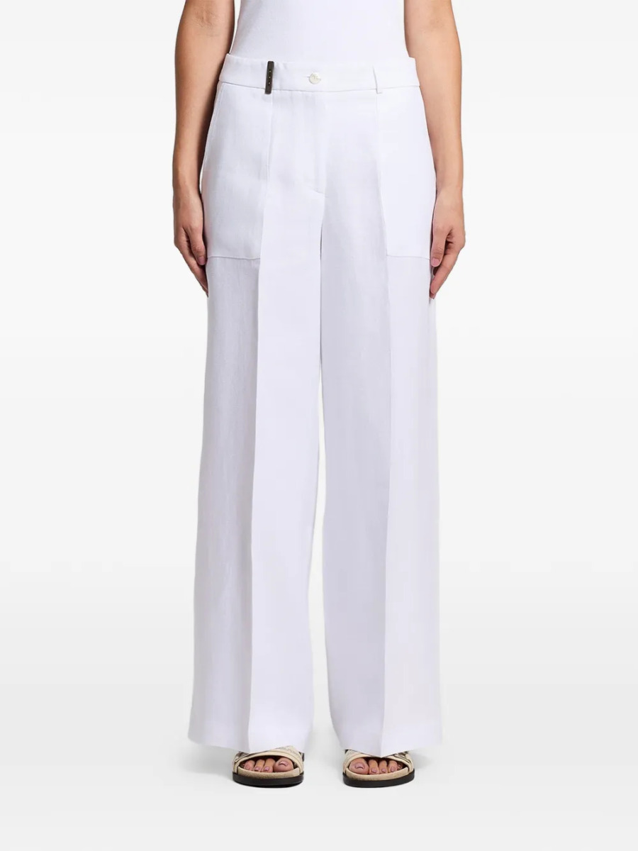 Lanene pantalone sa detaljem na džepu - Slika 2